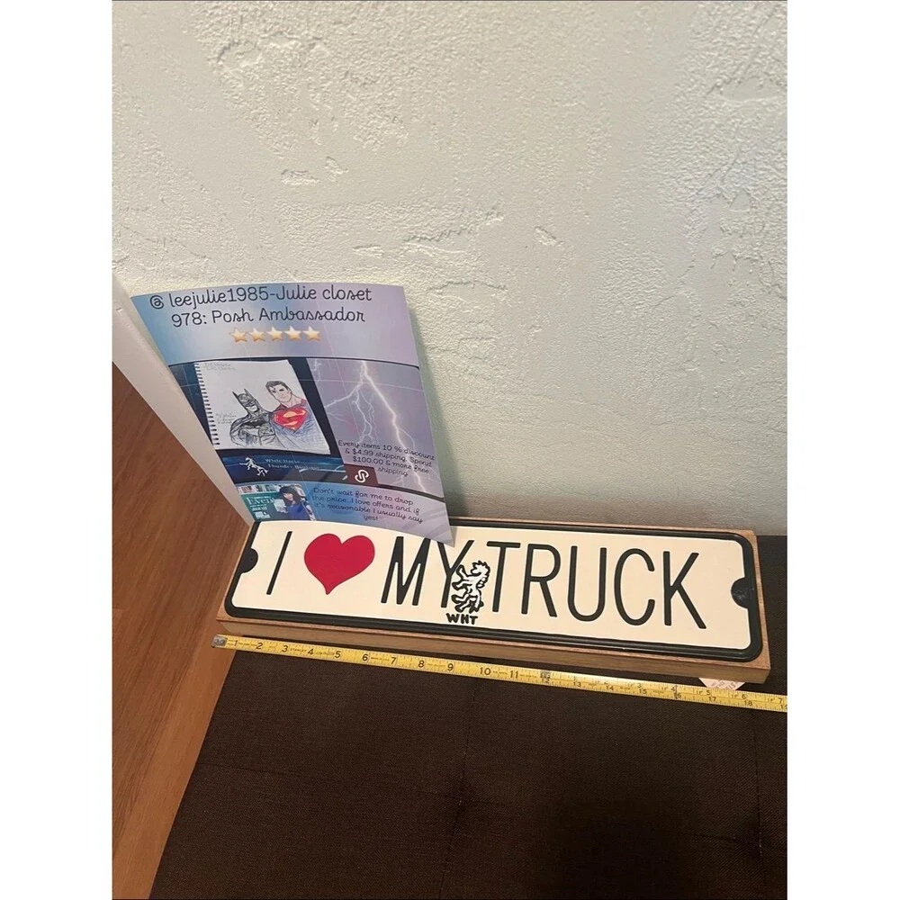 #2235*I ❤️Heart My Truck Wall Sign - White W/ Red Heart & WHT Art Horse painted